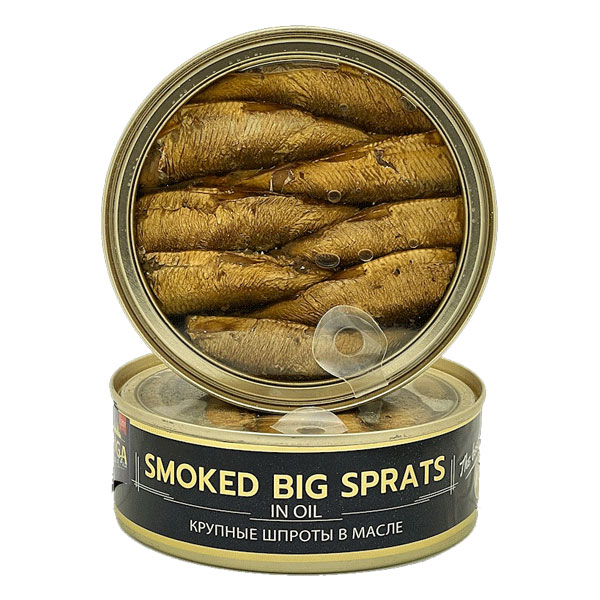 Копченые прозрачные крупные шпроты в масле – 8,47 унции (240 г)